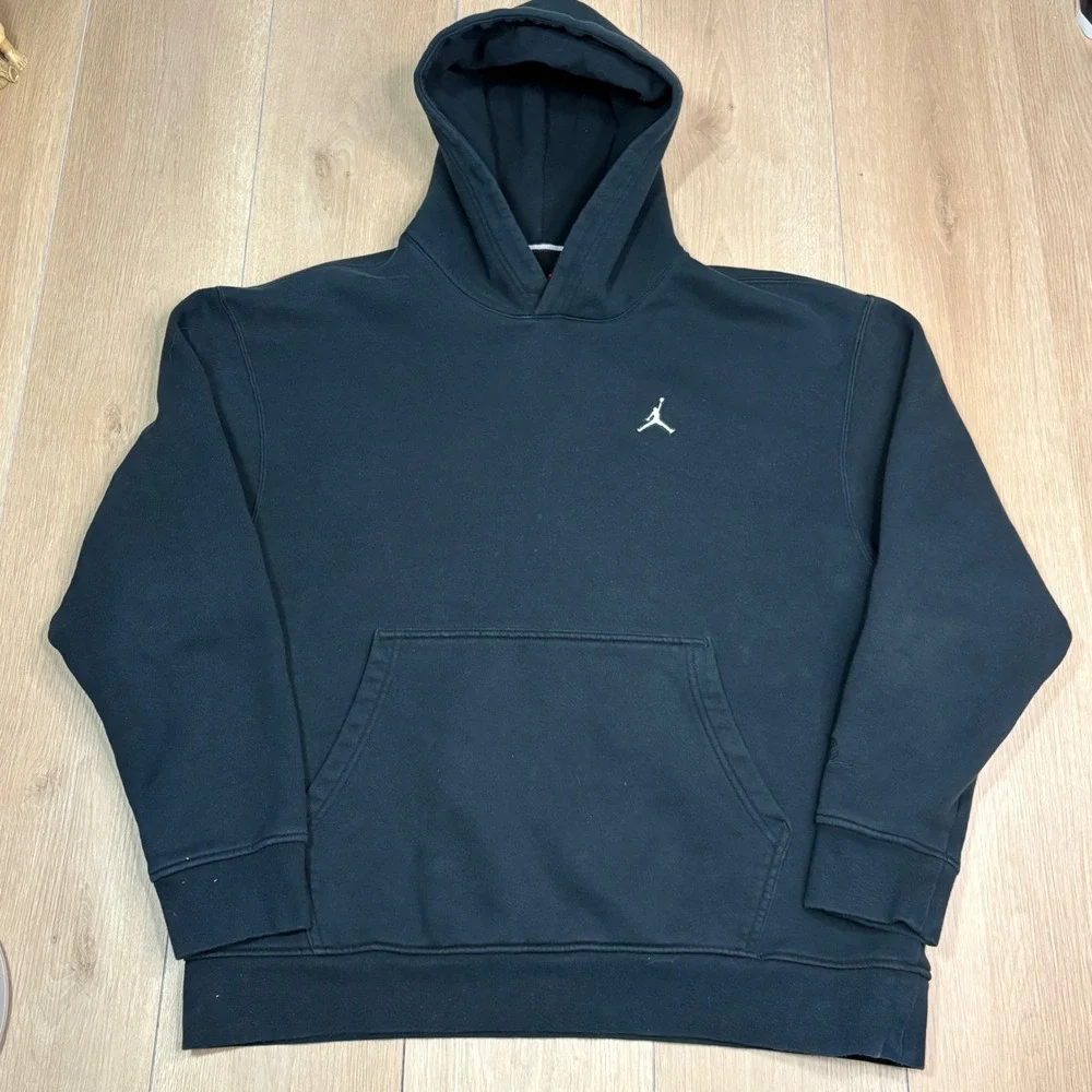Jordan Essentials Mens Fleece Pullover Hoodie Black Jumpman Signature XL Heavy